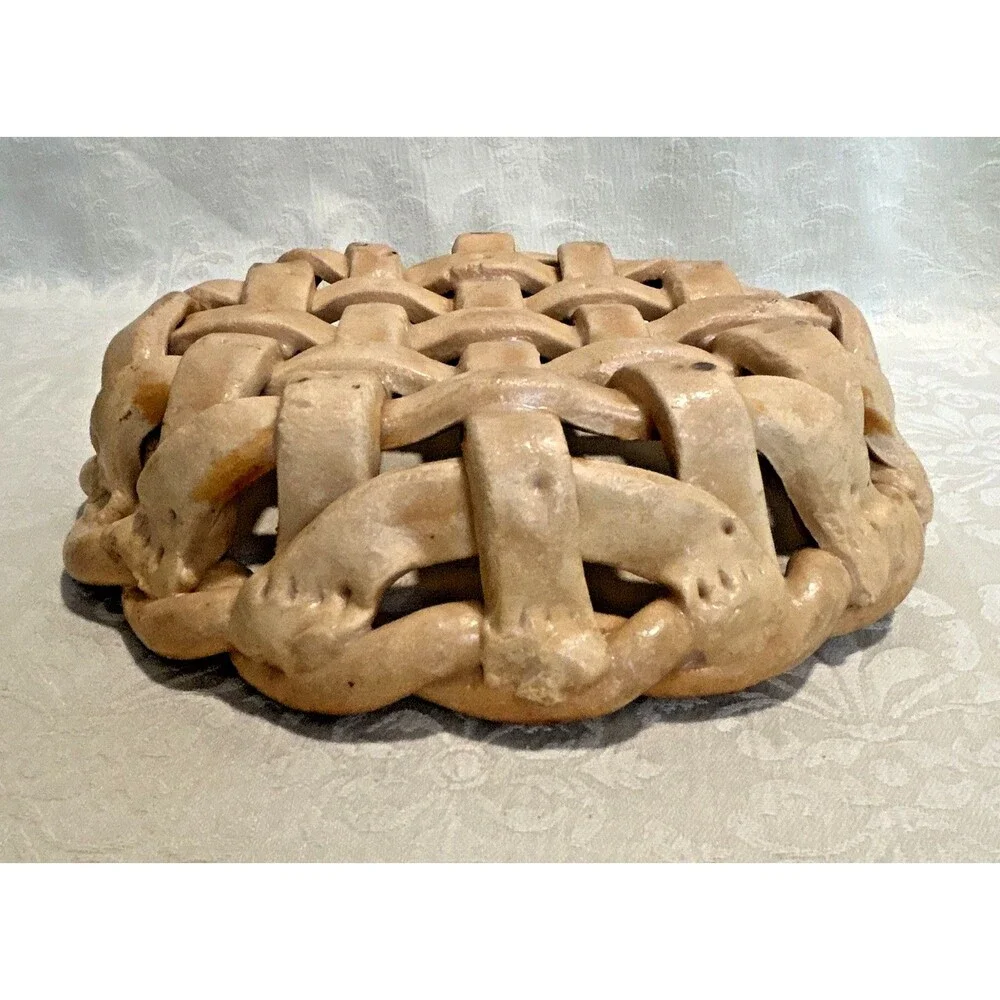 Vintage Italian Woven Ceramic Basket Bowl 9.5